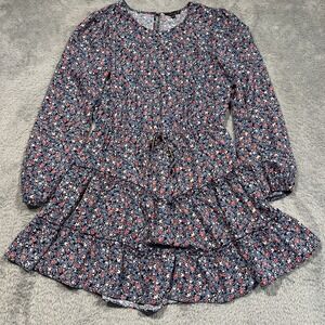 Y2K City Triangles Babydoll Dress Floral Cottagecore Long Sleeve Womens XXL